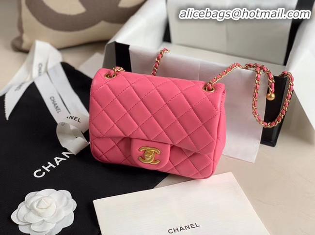 Classic Faux Chanel MINI Flap Bag Original Sheepskin Leather AS1786 rose