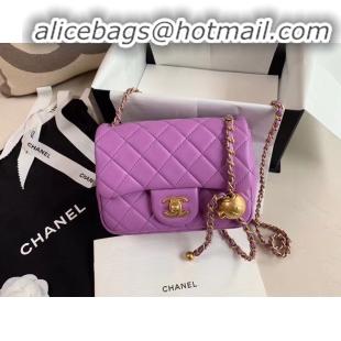 Grade Discount Chanel MINI Flap Bag Original Sheepskin Leather AS1786 purple