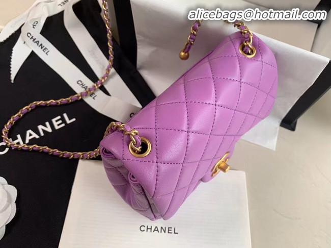 Grade Discount Chanel MINI Flap Bag Original Sheepskin Leather AS1786 purple