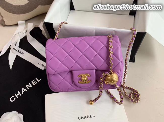 Grade Discount Chanel MINI Flap Bag Original Sheepskin Leather AS1786 purple