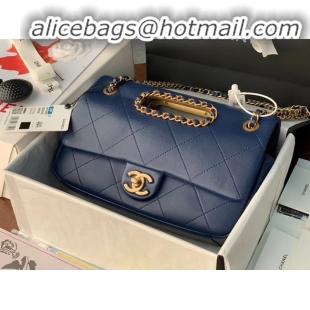 Top Quality Chanel Flap Bag Original Sheepskin Leather AS1466 Navy Blue