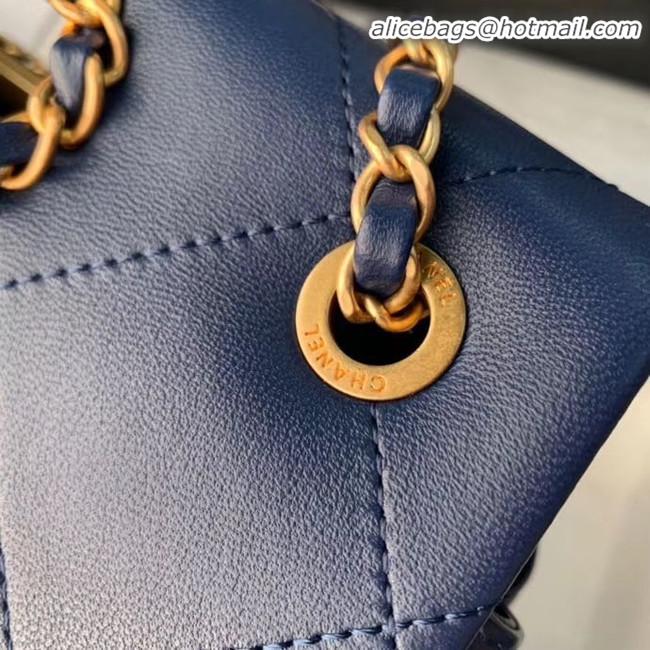 Top Quality Chanel Flap Bag Original Sheepskin Leather AS1466 Navy Blue