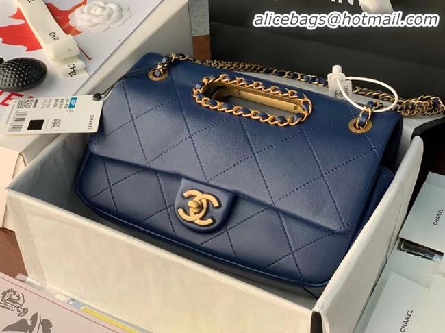 Top Quality Chanel Flap Bag Original Sheepskin Leather AS1466 Navy Blue