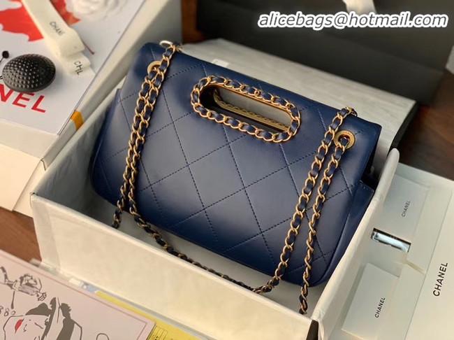 Top Quality Chanel Flap Bag Original Sheepskin Leather AS1466 Navy Blue