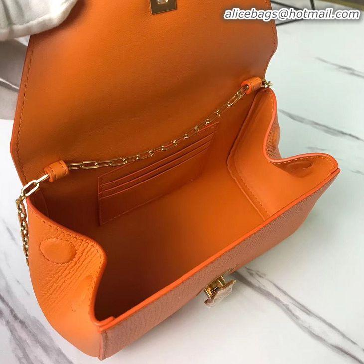 Luxury Imitation Bottega Veneta Original Leather Mini Chain Bag BV6700 Orange