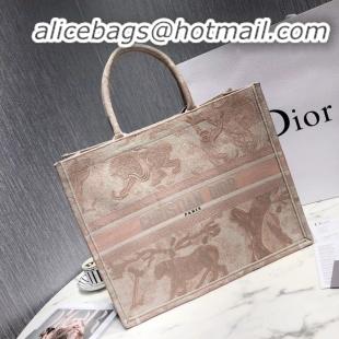 Low Cost DIOR BOOK TOTE BAG IN EMBROIDERED CANVAS M929 Beige