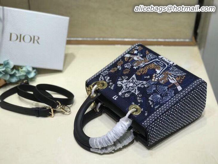 Beautiful New LADY DIOR embroidered cattle leather M0565-8