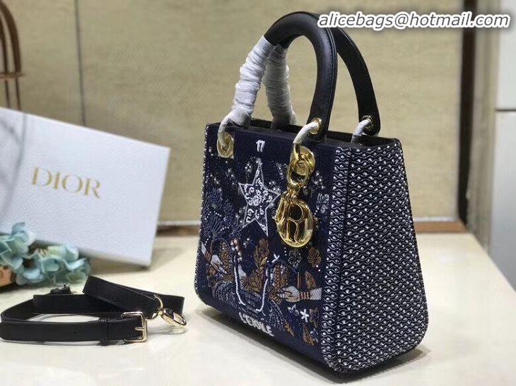 Beautiful New LADY DIOR embroidered cattle leather M0565-8