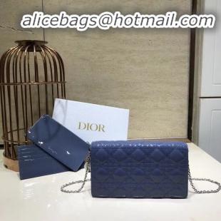 Spot Bulk LADY DIOR CALFSKIN WALLET C9025A blue