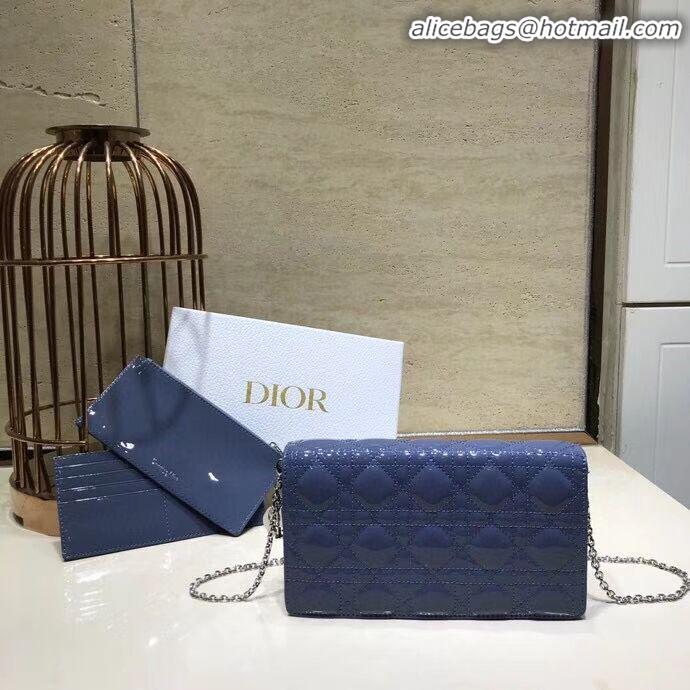 Spot Bulk LADY DIOR CALFSKIN WALLET C9025A blue