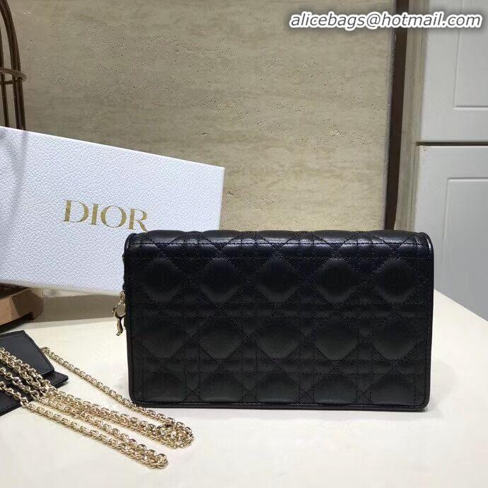 New Classic LADY DIOR CALFSKIN WALLET C9025A black