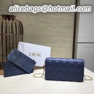 AAAAA Cheapest LADY DIOR Sheepskin WALLET C9025A blue