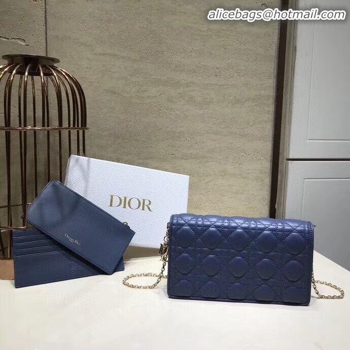 AAAAA Cheapest LADY DIOR Sheepskin WALLET C9025A blue