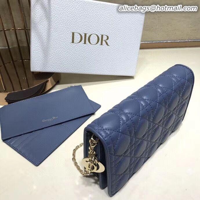 AAAAA Cheapest LADY DIOR Sheepskin WALLET C9025A blue