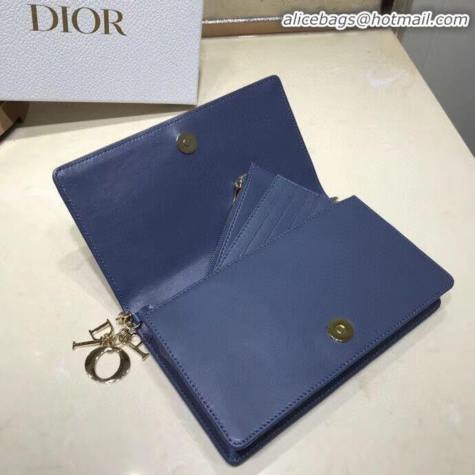 AAAAA Cheapest LADY DIOR Sheepskin WALLET C9025A blue