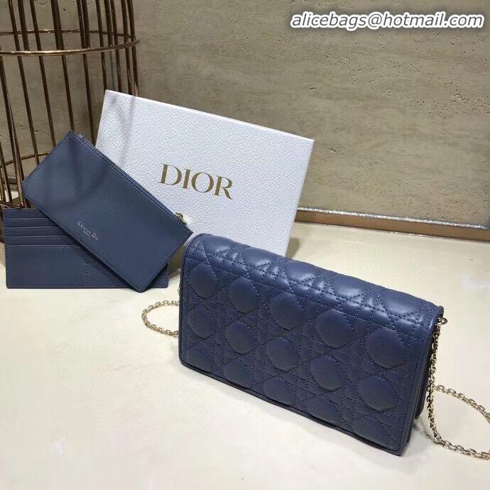 AAAAA Cheapest LADY DIOR Sheepskin WALLET C9025A blue