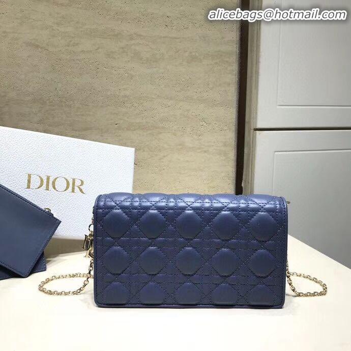 AAAAA Cheapest LADY DIOR Sheepskin WALLET C9025A blue