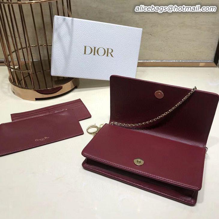 Newly Launched LADY DIOR Sheepskin WALLET C9025A Burgundy