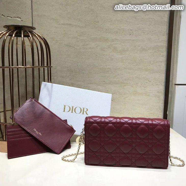 Newly Launched LADY DIOR Sheepskin WALLET C9025A Burgundy