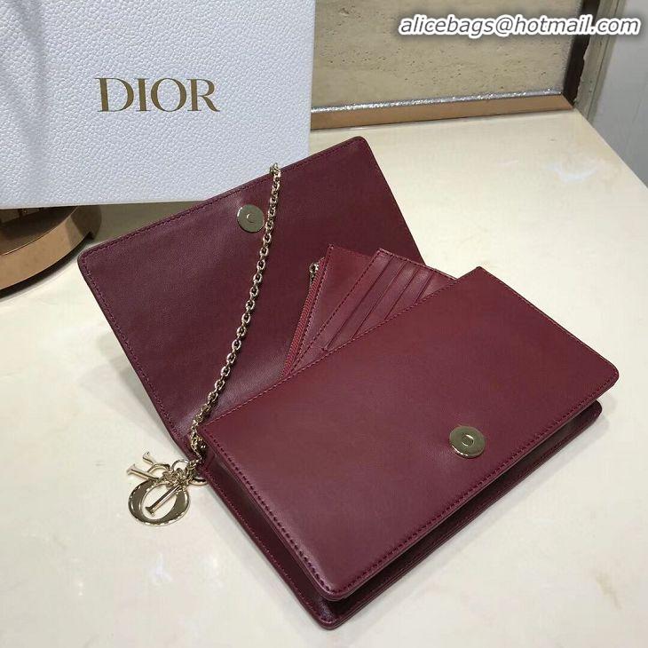 Newly Launched LADY DIOR Sheepskin WALLET C9025A Burgundy