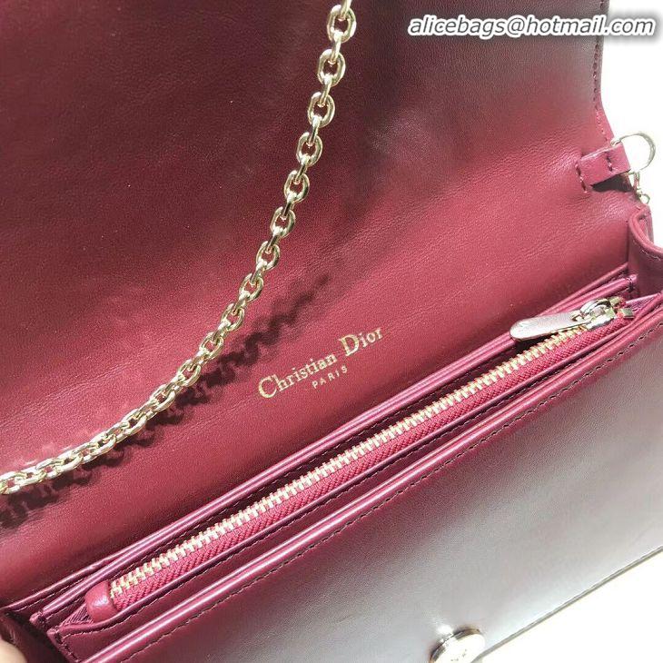 Newly Launched LADY DIOR Sheepskin WALLET C9025A Burgundy