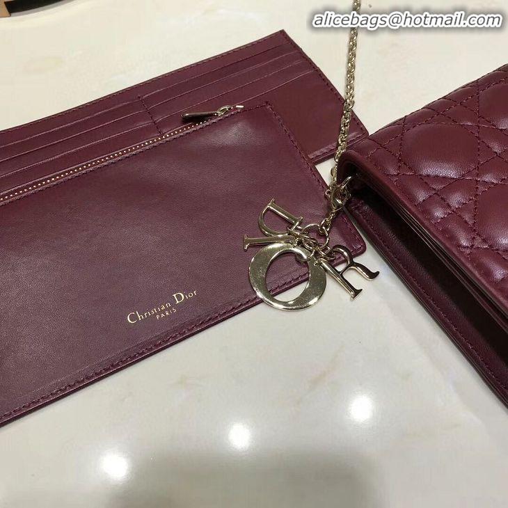 Newly Launched LADY DIOR Sheepskin WALLET C9025A Burgundy