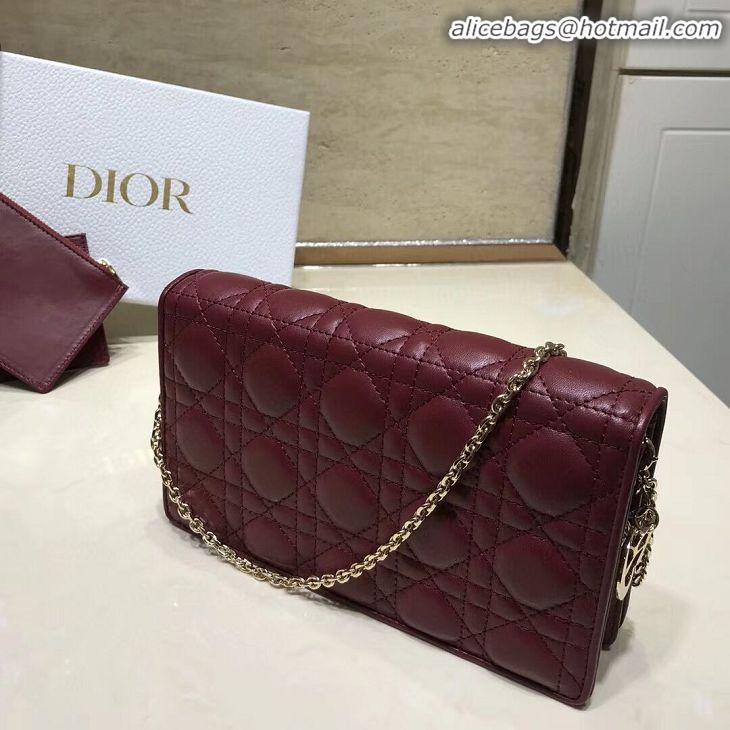 Newly Launched LADY DIOR Sheepskin WALLET C9025A Burgundy