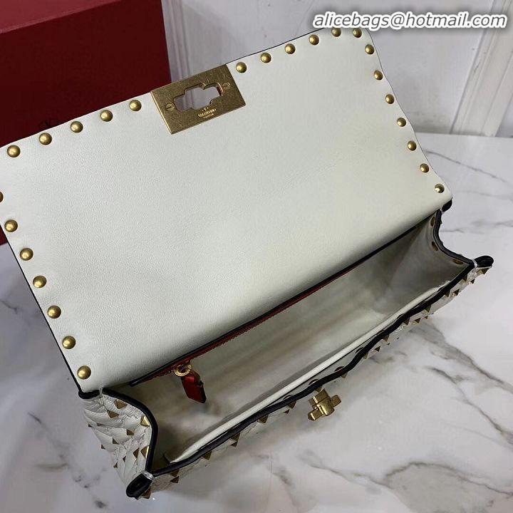 Spot Imitation VALENTINO Origianl leather shoulder bag V0122H white