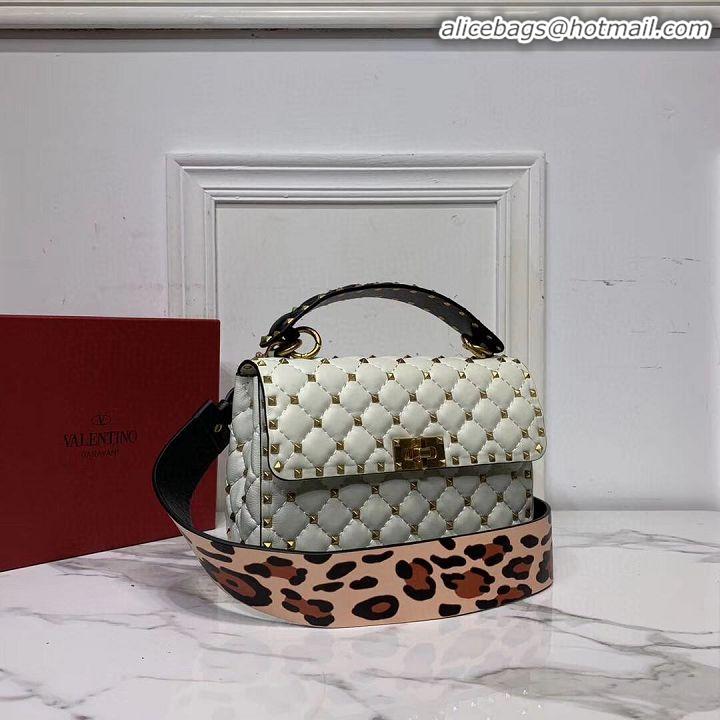 Spot Imitation VALENTINO Origianl leather shoulder bag V0122H white