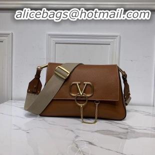 AAAAA Duplicate VALENTINO Origianl leather shoulder bag V0888 brown