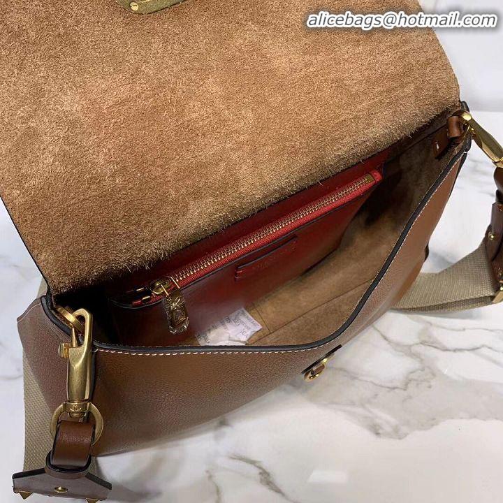 AAAAA Duplicate VALENTINO Origianl leather shoulder bag V0888 brown