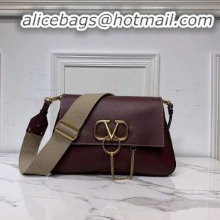 New Fashion VALENTINO Origianl leather shoulder bag V0888 Burgundy