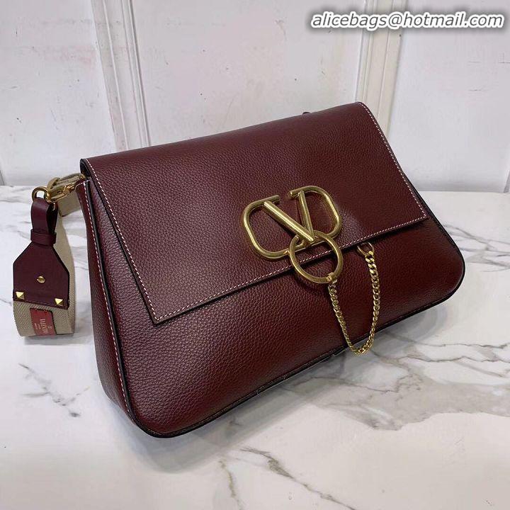 New Fashion VALENTINO Origianl leather shoulder bag V0888 Burgundy