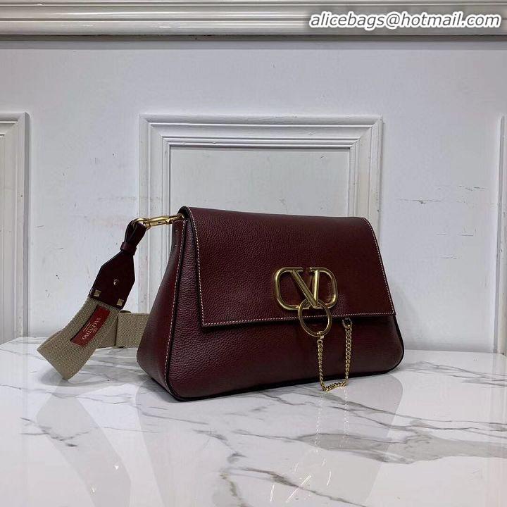 New Fashion VALENTINO Origianl leather shoulder bag V0888 Burgundy