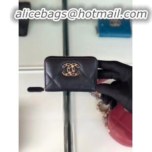 Classic Hot Chanel 19 Zip Card bag AP0949 black