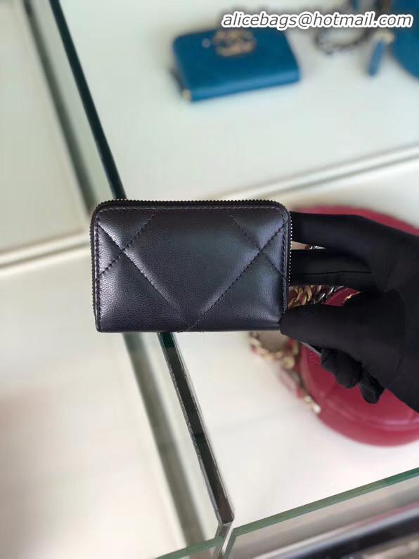 Classic Hot Chanel 19 Zip Card bag AP0949 black