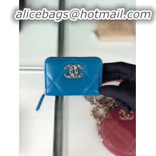 Discount Specials Chanel 19 Zip Card bag AP0949 blue