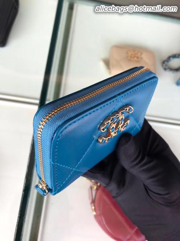 Discount Specials Chanel 19 Zip Card bag AP0949 blue