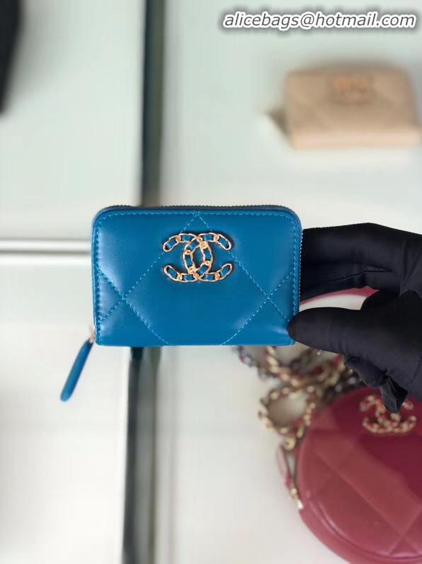 Discount Specials Chanel 19 Zip Card bag AP0949 blue