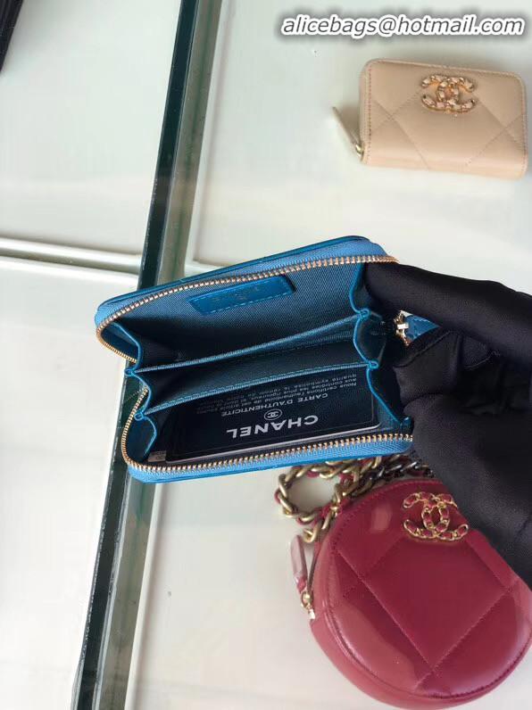 Discount Specials Chanel 19 Zip Card bag AP0949 blue