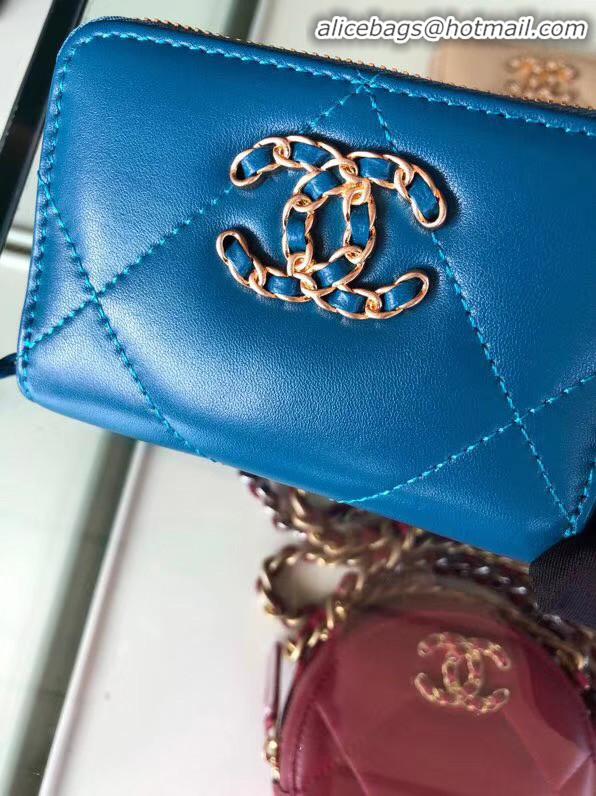 Discount Specials Chanel 19 Zip Card bag AP0949 blue