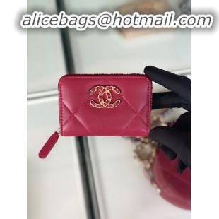 New Release Creation Chanel 19 Zip Card bag AP0949 rose