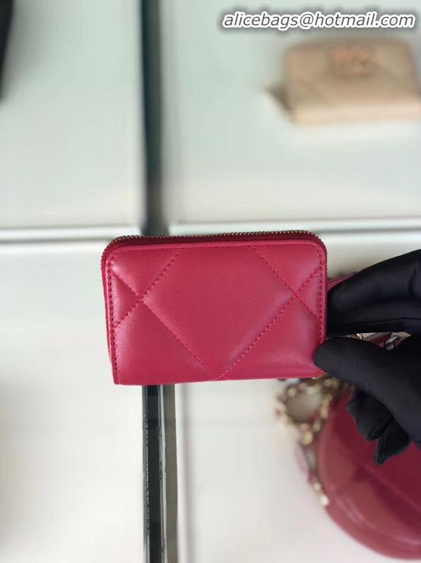 New Release Creation Chanel 19 Zip Card bag AP0949 rose