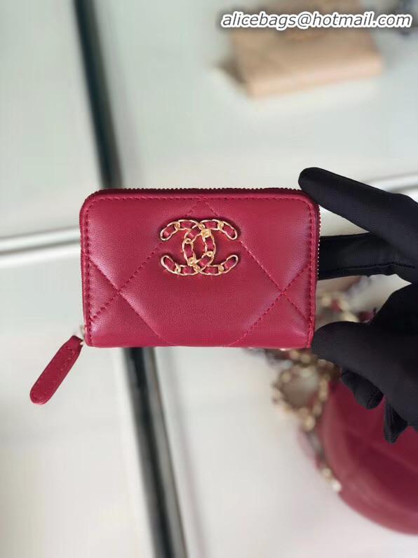 New Release Creation Chanel 19 Zip Card bag AP0949 rose