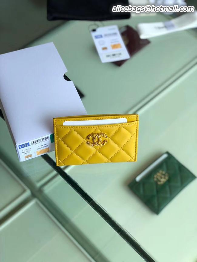 Sumptuous Discount Chanel 19 Card sleeve AP0731 yellow