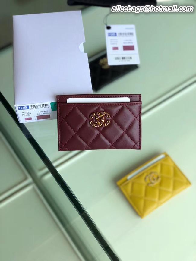 Generous Classic Chanel 19 Card sleeve AP0731 Burgundy