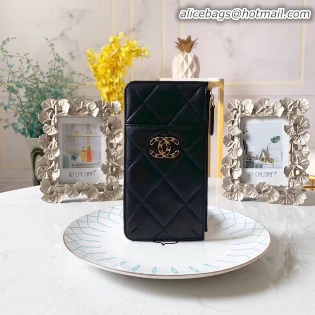 Imitation Wholesale CHANEL 19 Mobile phone case Card Holder AP1182 black