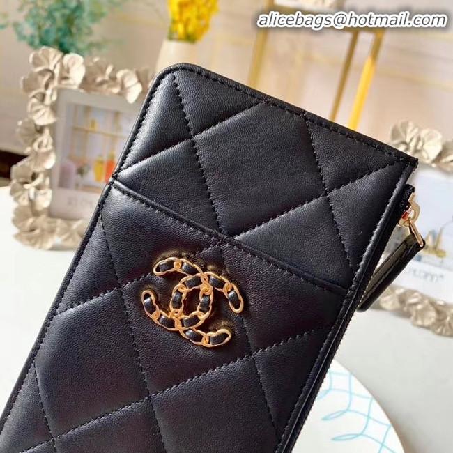 Imitation Wholesale CHANEL 19 Mobile phone case Card Holder AP1182 black