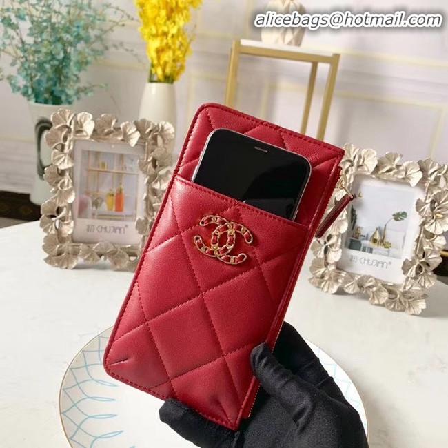 Latest Style CHANEL 19 Mobile phone case Card Holder AP1182 red