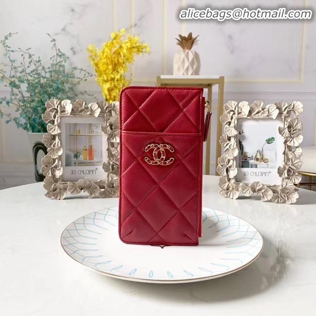 Latest Style CHANEL 19 Mobile phone case Card Holder AP1182 red